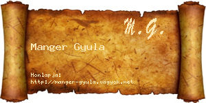 Manger Gyula névjegykártya